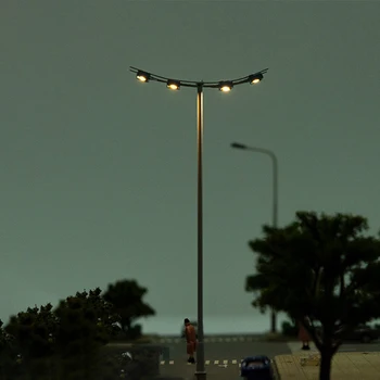 pasidaryk pats traukinio modelio apdaila Pastato smėlio stalo modelis 1:87 Mastelis Šviečianti gatvės lempa Lempos stulpas Kraštovaizdžio šviesa