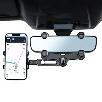 360 Rotuojamas automobilio telefono laikiklis Priekinio stiklo mobiliojo telefono palaikymas Galinio vaizdo veidrodėlis Mobiliojo telefono stovas Laikiklis Ilgos rankos spaustukas