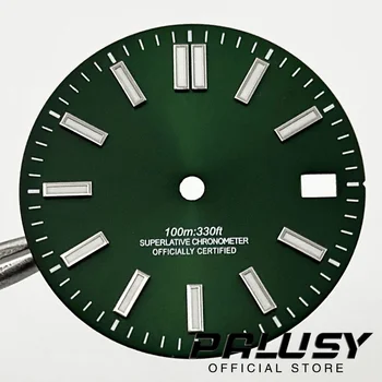 Nh35 29mm žalias laikrodžio ciferblatas žaliai šviečiantis laikrodžio ciferblatas, skirtas NH35 / NH35A / 4R / 7S judėjimo pakaitinėms dalims