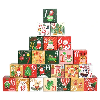 Kalėdinio advento kalendoriaus dėžutės 24vnt Kalėdinių gėrimų užpildymas Mažos dovanėlės Pakavimo reikmenys vaikams Mergaitės Berniukai Gimtadienio dovana