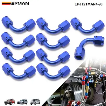 EPMAN 10PCS mėlyna 90 laipsnių pasukama alyva / kuras / dujos / skystosios žarnos galo tvirtinimo adapteris EPJT2TMAN4-90