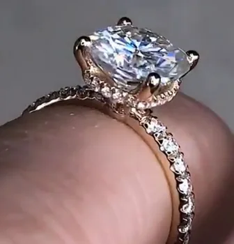 Solid 14K White Gold Women Wedding Party Anniversary Engagement Ring 1 2 3 4 5 Ct Cushion Moissanite Diamond Ring Luxury Trendy
