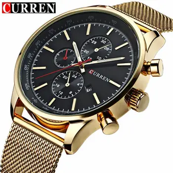 CURREN Fashion Watch Vyriškas prabangus aukščiausio prekės ženklo plieninis vyriškas laikrodis vandeniui atsparus rankinis laikrodis Vyriškas laikrodis Kvarcinis laikrodis Auksinis sportinis atsitiktinis 8227
