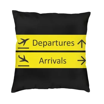 Išvykimas ir atvykimas Oro uosto ženklas Mesti pagalvės užvalkalą Pagrindinis Dekoratyvinis aviacijos aviatorių lėktuvo pagalvėlės užvalkalas 40x40cm pagalvės užvalkalas