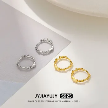 JYJIAYUJY 100% sterlingų sidabro S925 lankų auskarai Vainiko stilius dviejų spalvų aukštos kokybės mados papuošalų dovana kasdienis naudojimas E139