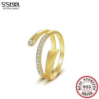 S'STEEL Solid 925 sidabrinis dvigubo sluoksnio cirkonio žiedas moteriškam prabangiam prekės ženklui Individualizuoti populiarūs produktai 2023 m. dizainerių papuošalai