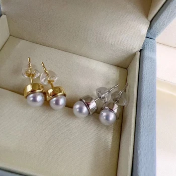 S925 sterlingų sidabro aukso pupelių auskarai 100% natūralus gėlavandenis perlas maži ir išskirtiniai auskarai papuošalai moteriškos tekstūros dovana