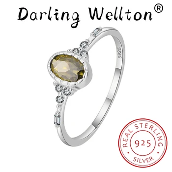 2024 NAUJAS mados ovalo formos peridoto geometrinis poros žiedas moterims 100% originalus sterlingų sidabro S925 Valentino dienos dovanų papuošalai