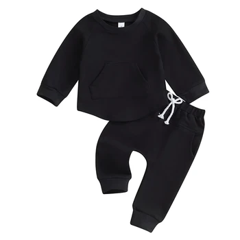 Mažylis Berniukas Mergaitė Rudens žieminių drabužių komplektas Įgulos marškinių ilgomis rankovėmis viršus Džemperis Kelnės Kelnės Apranga
