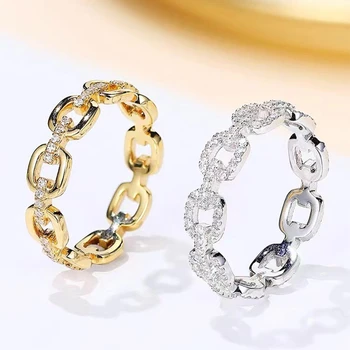 Japonų ir korėjiečių paprasta grandinėlė, pilna deimantų, paauksuota atviro žiedo niša, unikali asmenybė, visų atitikmenų platina dengtas žiedas