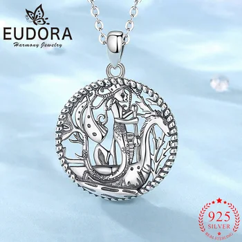 Eudora Real 925 Sterling Silver Mermaid Necklace Pirate Ship Vintage Pendant Personality Jewelry Party Dovana vyrams moterims