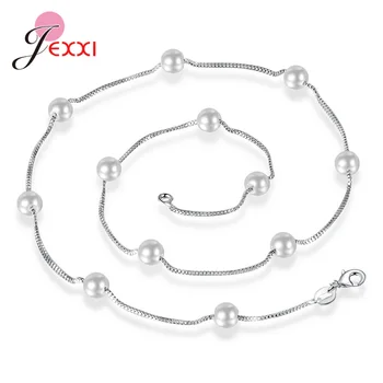 Fashion Style Pearls Necklace Chain Necklace For Women Charm Classic Silver 925 Sterling Silver Needle papuošalai mergaitėms
