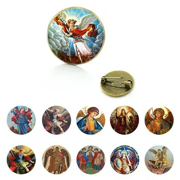 JOINBEAUTY Vintage Archangel St.Michael Sagės Krikščioniški ženkliukai Papuošalų ženkliuko smeigtukas MC01