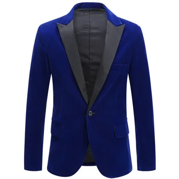Prašmatnus aksominis vyriškas kostiumas Slim Fit Fashion Peak Lapel One Button Paltas Wedding Party Business Casual Suit Jacket Only 1 Piece Set