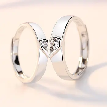 Prabangus romantiškas Dvi širdys plaka kaip viena pora Žiedai moterims Vyrai Mada Cirkono sparnai Dizainas Sužadėtuvės Vestuvinių žiedų papuošalai