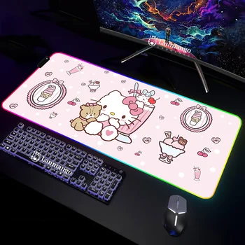 Xxl Mouse Pad žaidimai Sveiki, K-kitty biuro priedai stalui Back Light Led Mousepad Deskmat Stalo kilimėlis Big Mousepepad Gamer