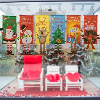 Naujos kalėdinės dekoracijos Audinys Kūrybingas Pakabinamos vėliavos langas Kabanti siena Atmosfera Pasipuoškite kabančiu audiniu