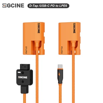 ZGCINE USB-C PD / D-Tap to LPE6 manekeno akumuliatoriaus kabelis pintas laidinis maitinimo šaltinis tiesioginei vaizdo įrašymui