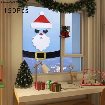 Nauji karštų kalėdinių dovanų langų lipdukai Linksmų kalėdinių dekoracijų Kalėdų seneliui Sniego senio durų sienos lipdukas Laimingų Naujųjų metų 2024