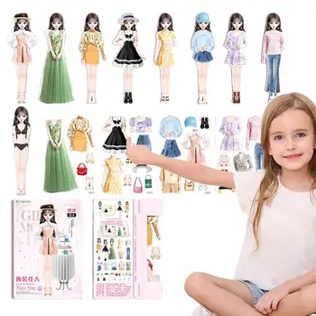 Magnetinė suknelė Komplektas Juokingi žmonės Drabužiai Suknelės Lėlės sukurtos Įsivaizduokite Nustatyti gimtadienio dovaną mažylėms mergaitėms kelionėms