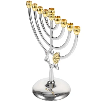 Žydų žvakių laikiklis Šakutė Metalinė žvakidė Vakarėlis Ornamentas Žydų Naujieji metai Devynios galvos žvakidė