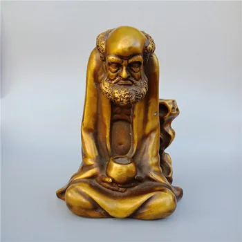 Antikvarinis gryno vario Dharmos priešpriešinio srauto smilkalų degiklis Dharmos protėvių statula Zen Budos arbatos ceremonijos stalinis smilkalų degiklis