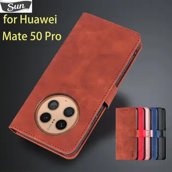 Card Holder piniginės dėklas, skirtas Huawei Mate 50 Pro Mate50 Pu odiniam dėklui Atverčiamas dėklas Telefono dangtelis capa fundas Coque