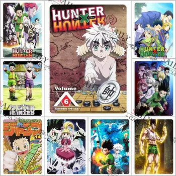 Hunter X Hunter metalinės spausdinimo plokštelės Klasikinės japonų anime baro baro ženklas Sienos dekoras Alavo ženklas Plakatai Vaikų darželis Animacinis filmas Metalinės plokštelės