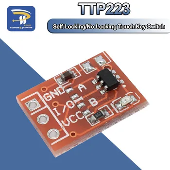 TTP223 Jutiklinio klavišo jungiklio modulis Lietimo mygtukas Savaime užsifiksuojantis / neužrakinantis Talpiniai jungikliai Vieno kanalo rekonstrukcija
