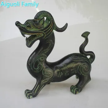 Kolekcinė dekoruota sena bronza raižyta kinų senovės gyvūno 