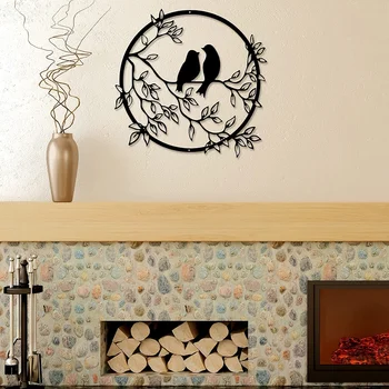 Stulbinantis dekoro paukštis ant medžio šakos metalinis sienų menas svetainei, biurui ir namams puikiai tinka namų ruošos vakarėliams