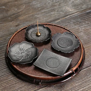 Keraminių juodų smilkalų plokštelės įdėklas Kūrybiniai vario smilkalai Įdėklas Keraminiai smilkalai Pjedestalo šeimos arbatos kambario dekoravimas