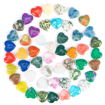 50vnt Širdies formos kristalų rinkinys Natūralūs krištolo širdies akmenys Mini asorti nerimo akmenys Širdies formos krištolo uolienos meditacijai