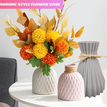 Šiaurietiško stiliaus gėlių vazos imitacija Keramikos plastikas Modernus grynos spalvos vazos ornamentas namų stalui Svetainės apdaila