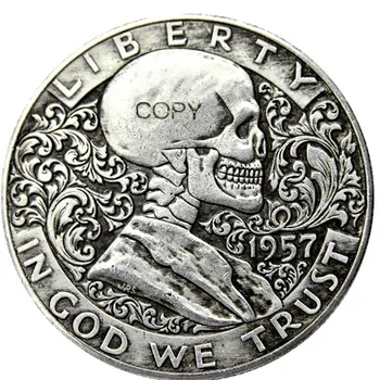 FK(03) Hobo Creative 1957 Franklin Silver Half Dollar kaukolės zombių skeletas ranka raižytos Copy Coins