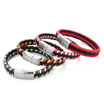 1PCS/Pack Fashion Mixed Color Leather Bracelet Leather Bangles Cord Wrap With Magnetic Buckle for Men Women Jewelry Wholesale