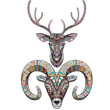 Three Ratels QC533 Creative animal totem decoration illustration Abstract tribal Briedis Goat sienų lipdukų menas namų dekoravimui
