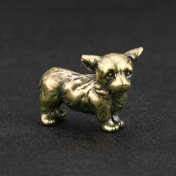 Pure Brass Corgi Ornaments Asmenybė Įdomus šuo Senovės bronzos amatų kolekcija