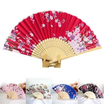 kinų japoniško stiliaus rankinis ventiliatorius namų dekoravimo meno amatų dovana vestuvių vakarėlio šokių gerbėjai šilko bambuko gėlių raštas sulankstomas ventiliatorius