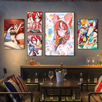 Hololive Hakos Baelz Anime žaidimas Plakatas Sienų menas Namų dekoras Kambario dekoras Skaitmeninė tapyba Svetainė Restoranas Virtuvės menas