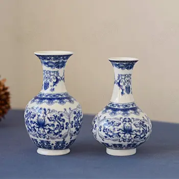 Grąžinti keraminę vazą Mėlyna ir balta Porcelianas Svetainės dekoravimas Biuro darbastalio gėlių organizatorius Europos namų dekoravimas