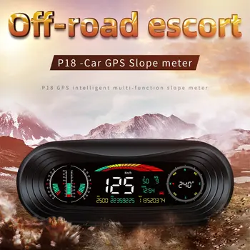P18 Head Up Display GPS HUD inklinometras Off Road Car Altitude Voltage Auto Tracker Spidometras Greičio viršijimo signalizacija visam automobiliui