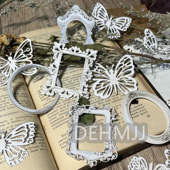 Vintage Hollow Frame Butterfly Card Deco Material Paper Decoration Scrapbooking Collage Junk Journaling Pasidaryk pats retro medžiagos popierius