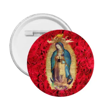 Tinkinkite Gvadalupės Mergelę Mariją su gėlėmis Sagos smeigtukas džinsams Katalikų ženkliukai Sagės Pinback dovana