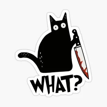 Katė Kokia žudikiška juoda katė su peiliu 5PCS lipdukai meniniam sieniniam nešiojamam kompiuteriui Dekoro lango spausdinimas Anime namų animacinis filmas Mieli lipdukai