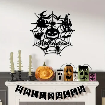 CIFBUY Helovino raganos skeleto durų apdaila - kaustyto metalo ženklas baisus ir unikalus sienų menas
