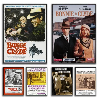 Senovinis filmo plakatas Bonnie ir Clyde (1967) Biografija Filmo plakatas Retro atspaudai Drobė Tapyba Sienų dailė Paveikslėliai Namų dekoras