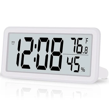 skaitmeninis žadintuvas, stalinis laikrodis, baterijomis valdomas LCD elektroninis laikrodis Dekoracijos miegamojo virtuvės biurui - balta