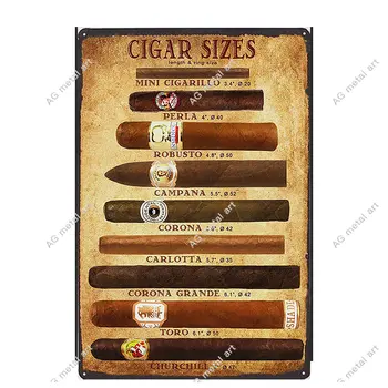 Cigaro metalo skardos ženklas 20,32 x 30,48 cm Senovinis namų biuro plakatas Baras Baras Kavinė Dekoro plokštelė Pagrindinis Dekoras Cigaro dekoravimo plakatai