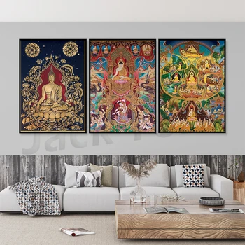 Budos plakatas, budizmo menas, namų sienų dekoras, Indijos menas, budistų plakatas, sienų menas, dovana namams, Budos freska, sienų dekoras